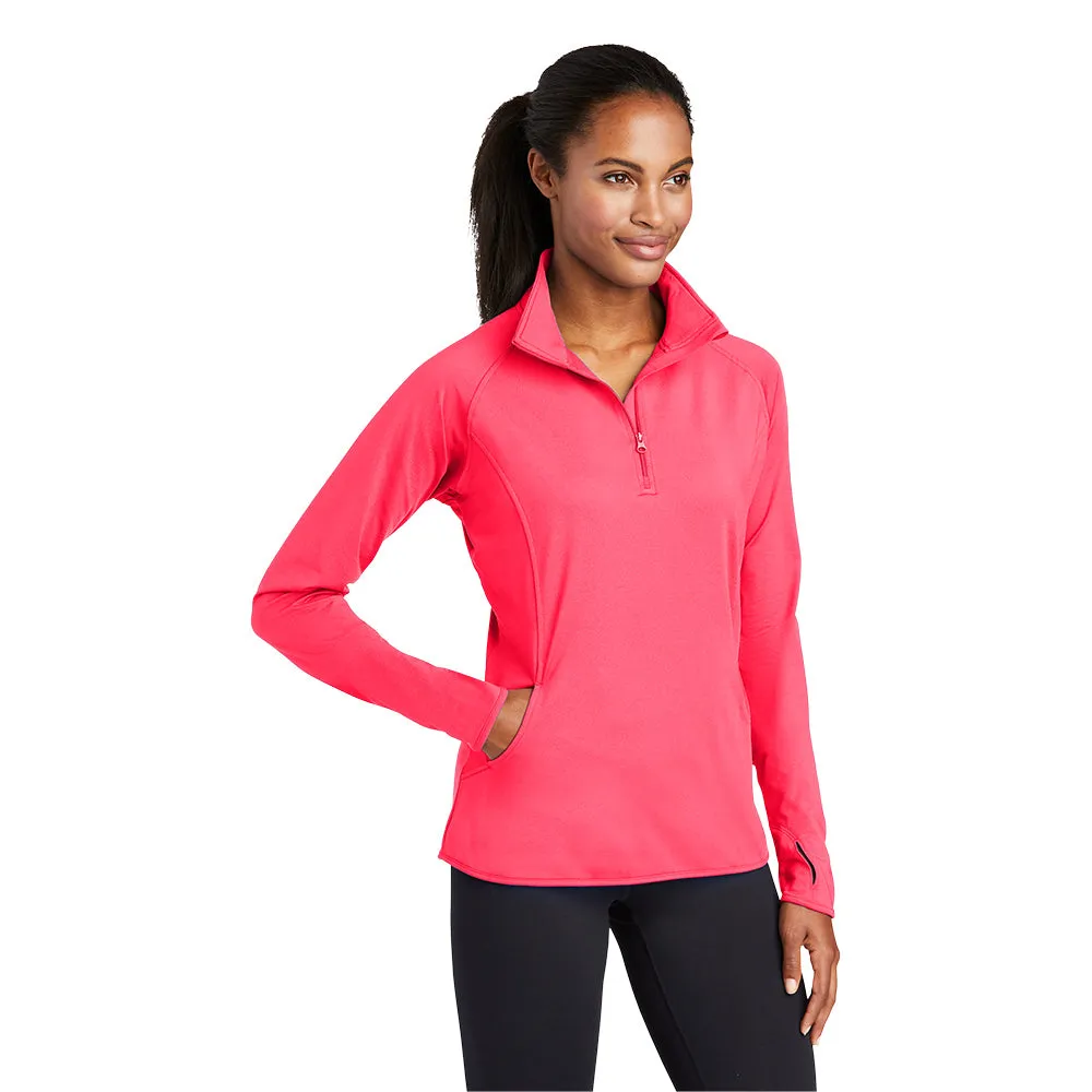 Sport-Tek® Women's Sport-Wick® Stretch 1/4-Zip Pullover - Hot Coral