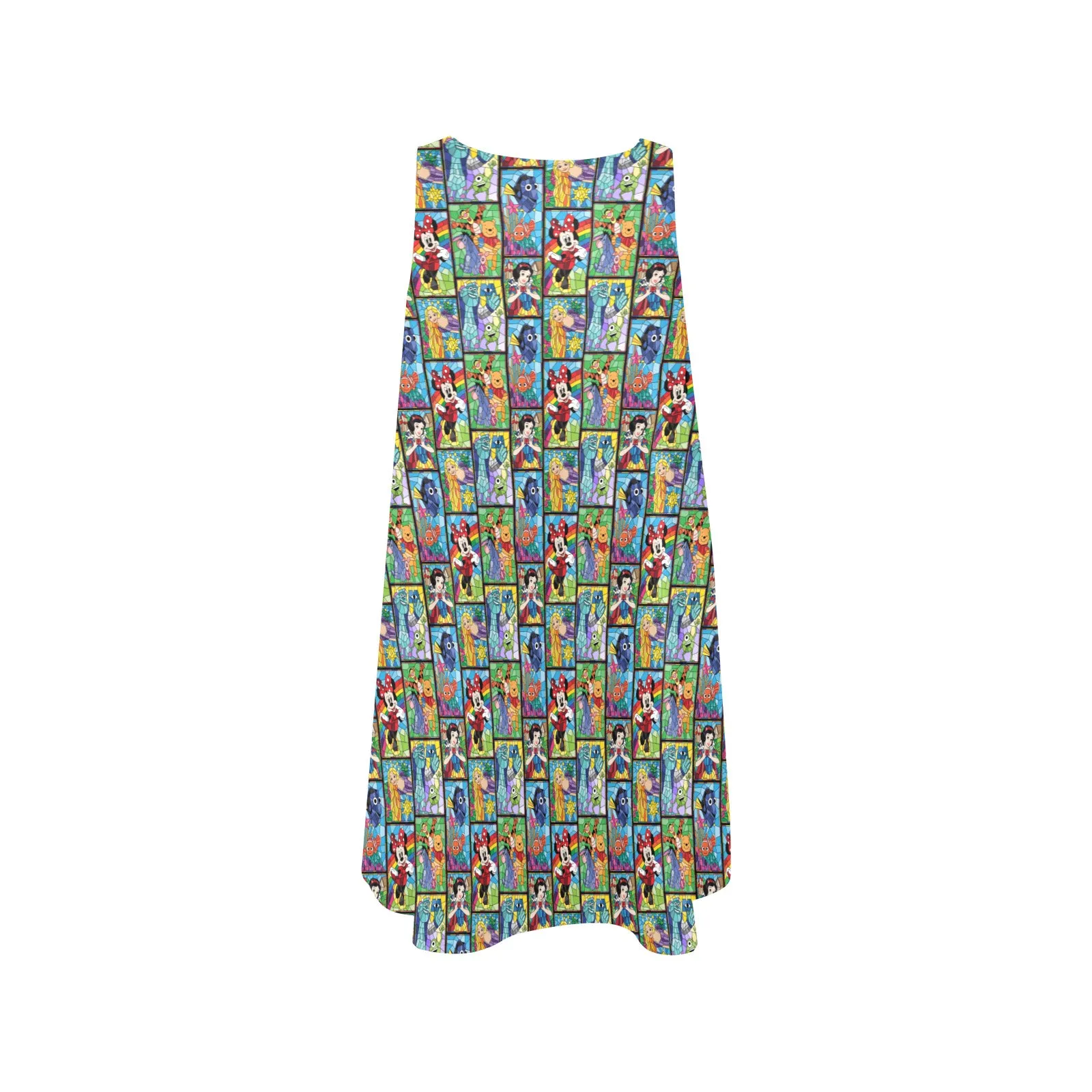 Stained Glass Characters Sleeveless A-Line Pocket Dress