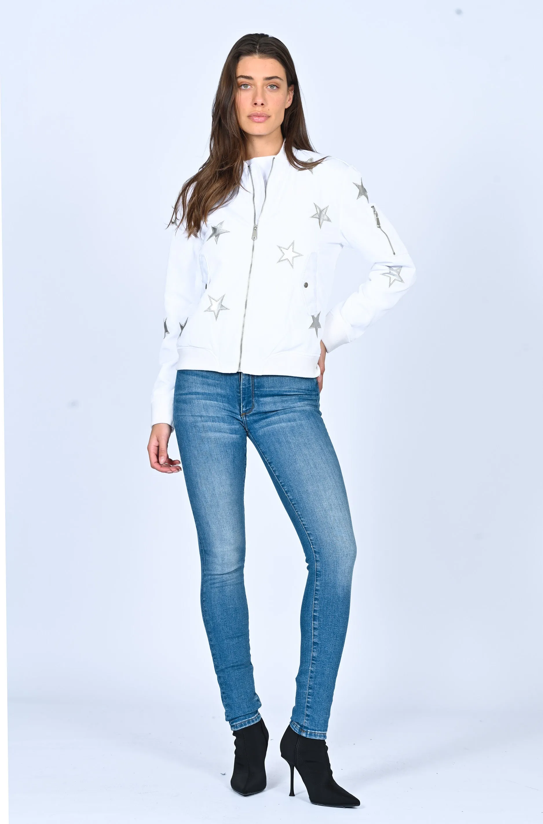 Star Bomber Jacket-  White