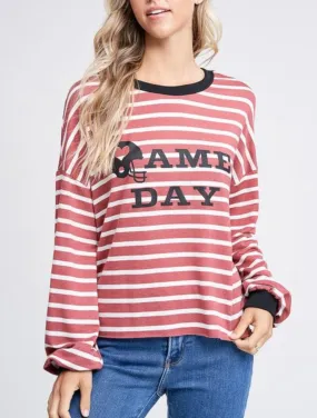 Striped Football Game Day Knit Sweater