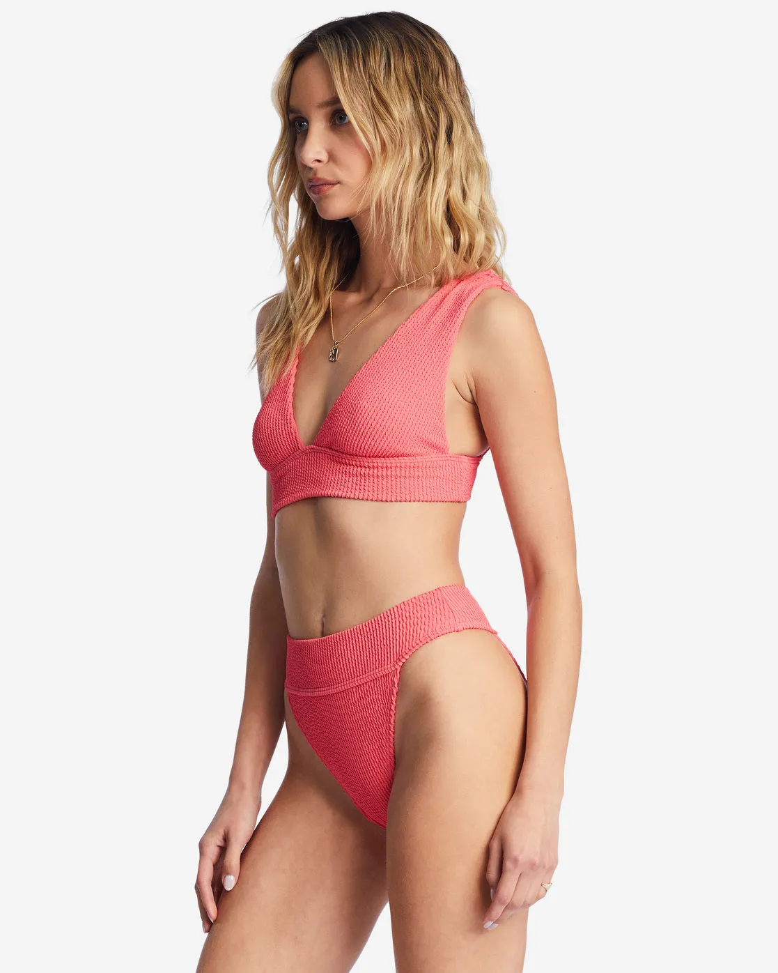 Summer High Plunge Bikini Top - Coral Crush