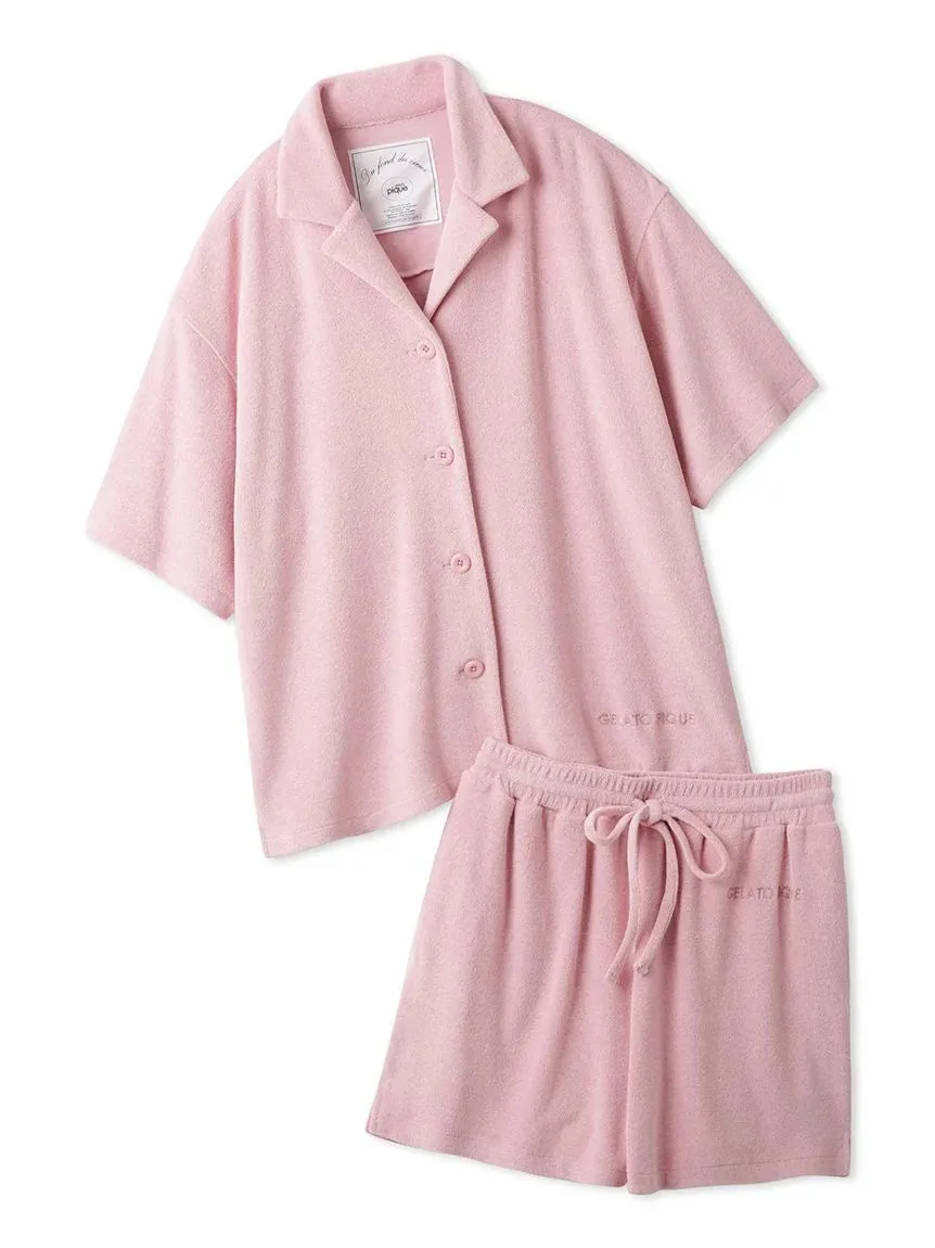 Summer Soft Terry Cloth Button-Down Loungewear Set