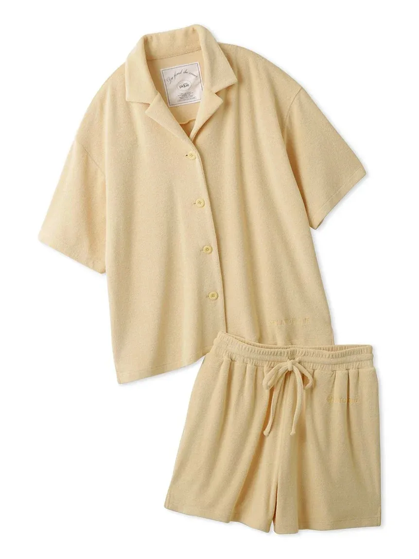 Summer Soft Terry Cloth Button-Down Loungewear Set