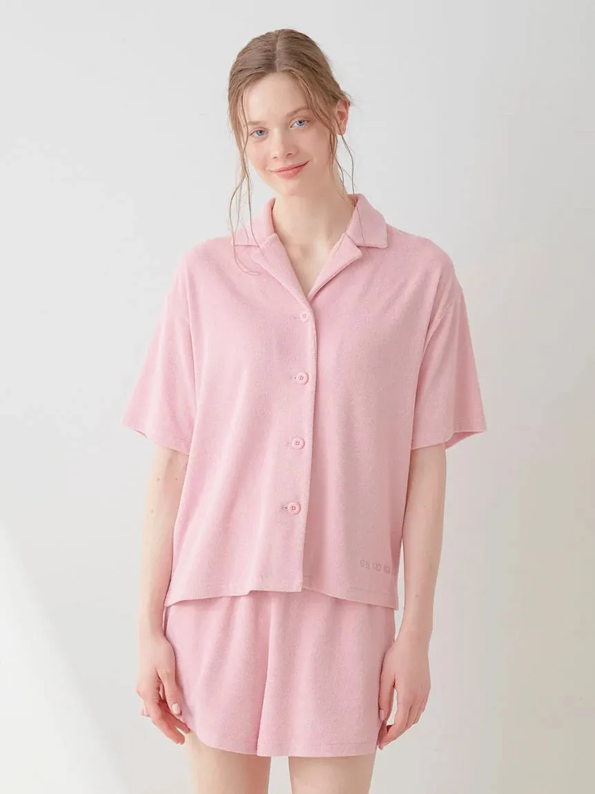 Summer Soft Terry Cloth Button-Down Loungewear Set