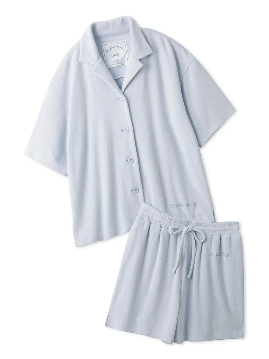 Summer Soft Terry Cloth Button-Down Loungewear Set