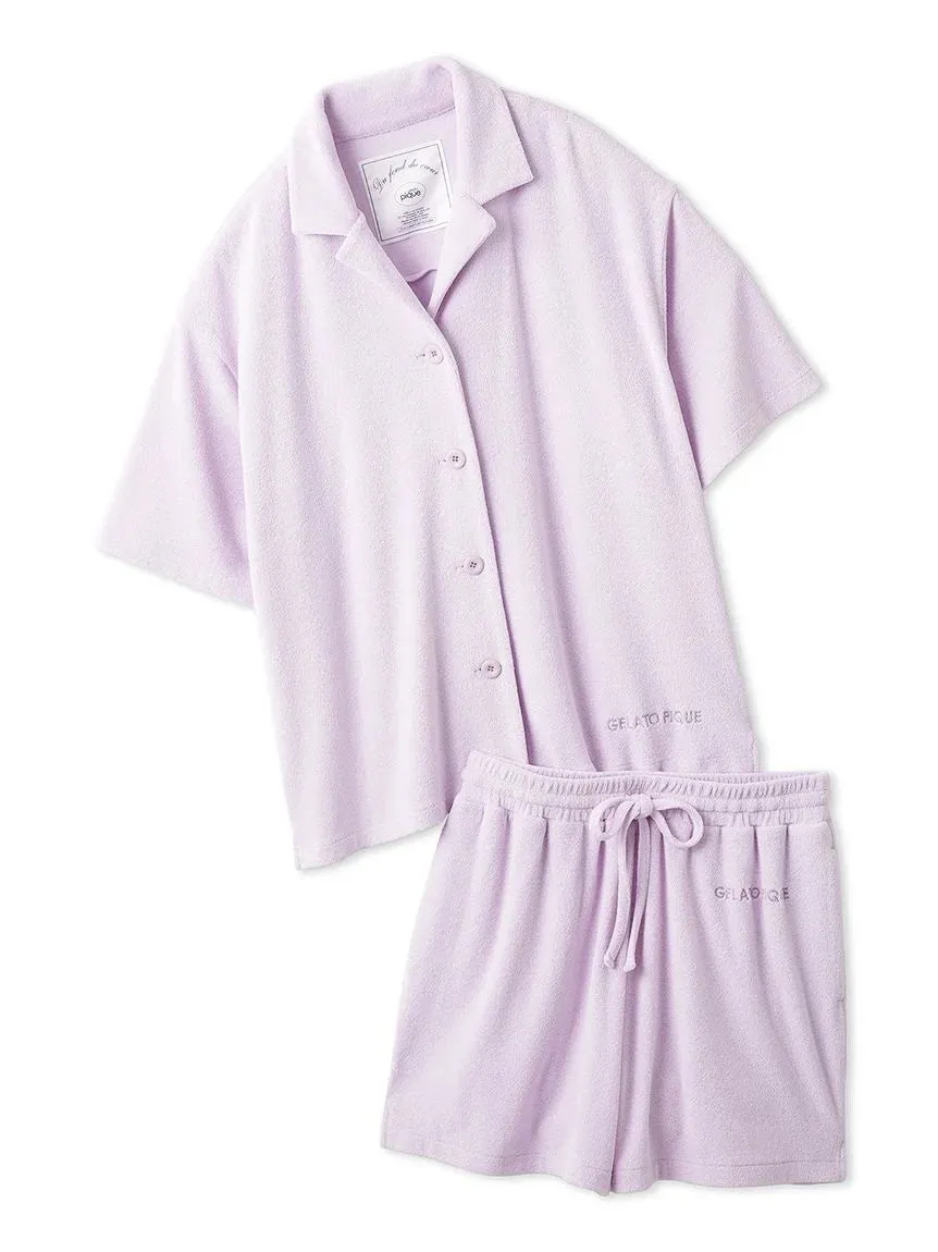 Summer Soft Terry Cloth Button-Down Loungewear Set