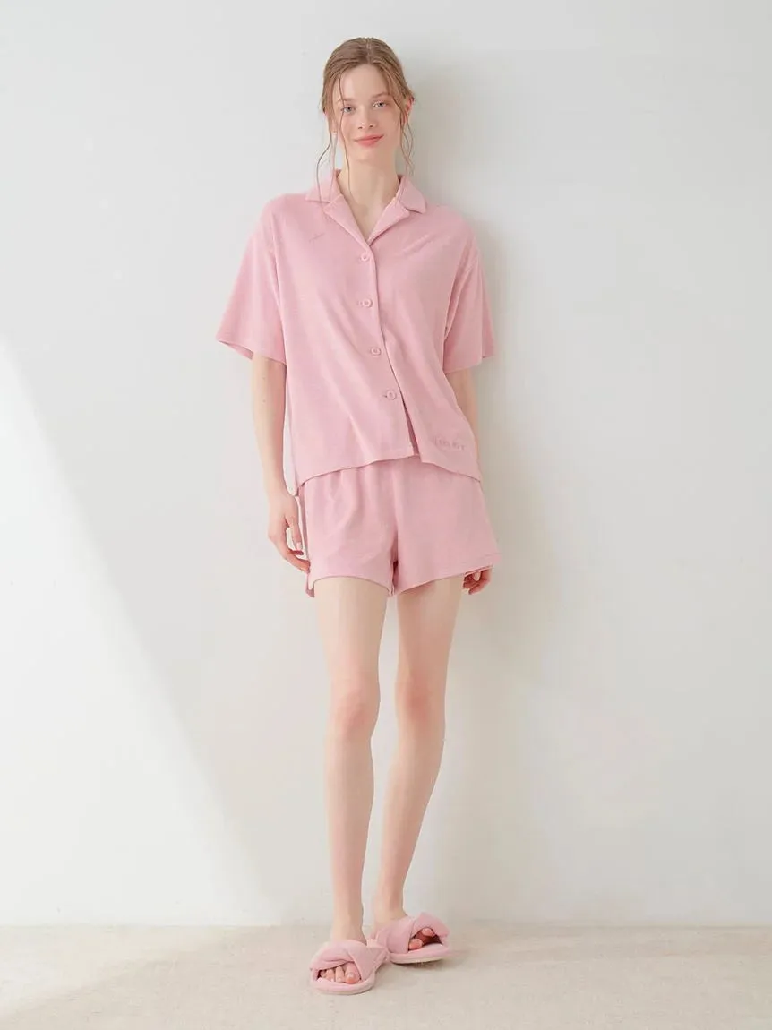 Summer Soft Terry Cloth Button-Down Loungewear Set