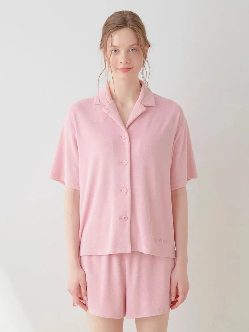 Summer Soft Terry Cloth Button-Down Loungewear Set