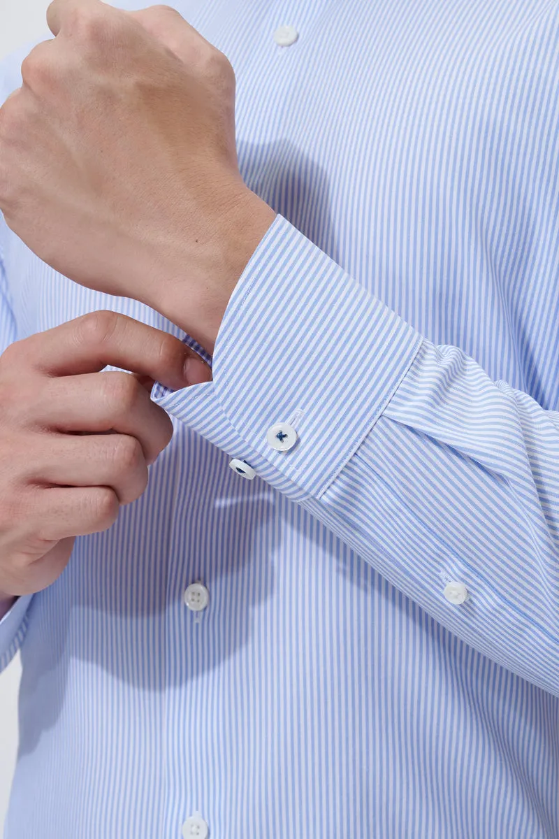 Supreme Cotton-Silk Dress Shirt | Blue Stripes 2740DK