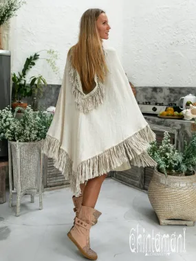 Thick and Thin Poncho / Soft Cotton   Cotton Canvas / Off White