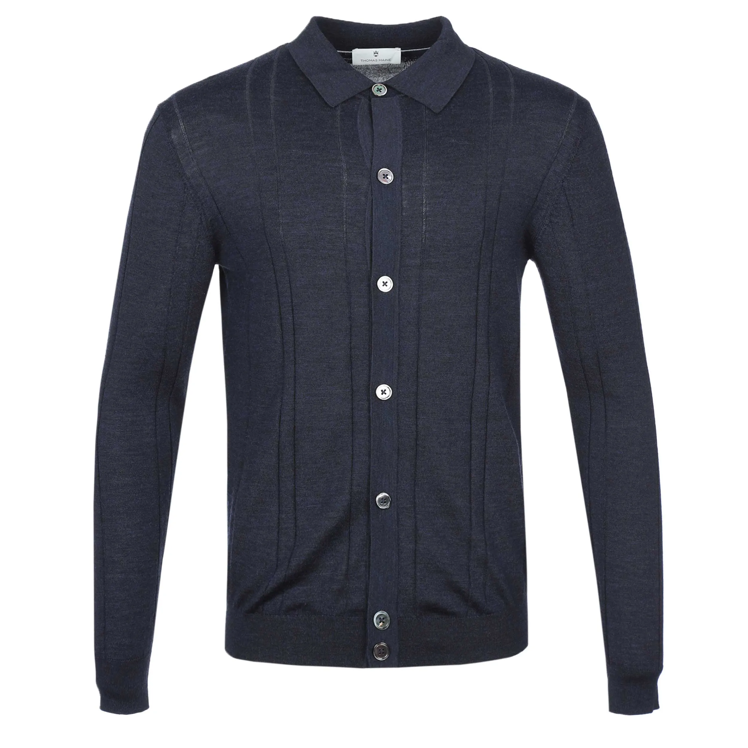 Thomas Maine Button Thru LS Knitwear in Navy