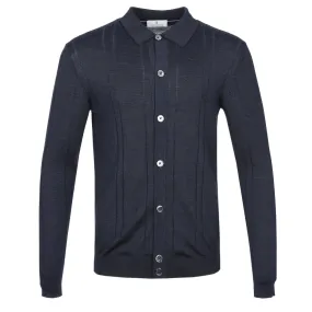 Thomas Maine Button Thru LS Knitwear in Navy