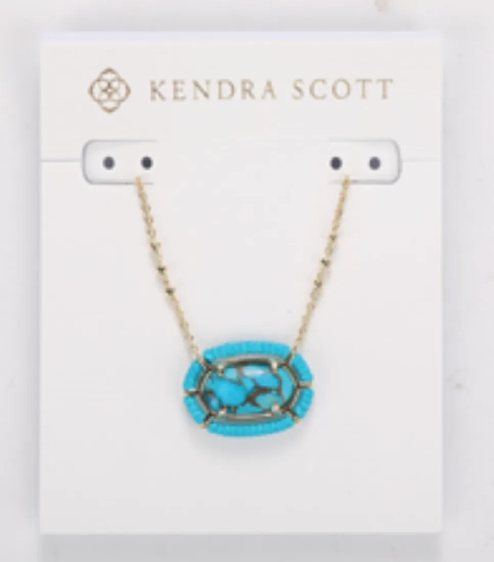 Threaded Elisa Pendant Necklace in Veined Turquoise Magnesite