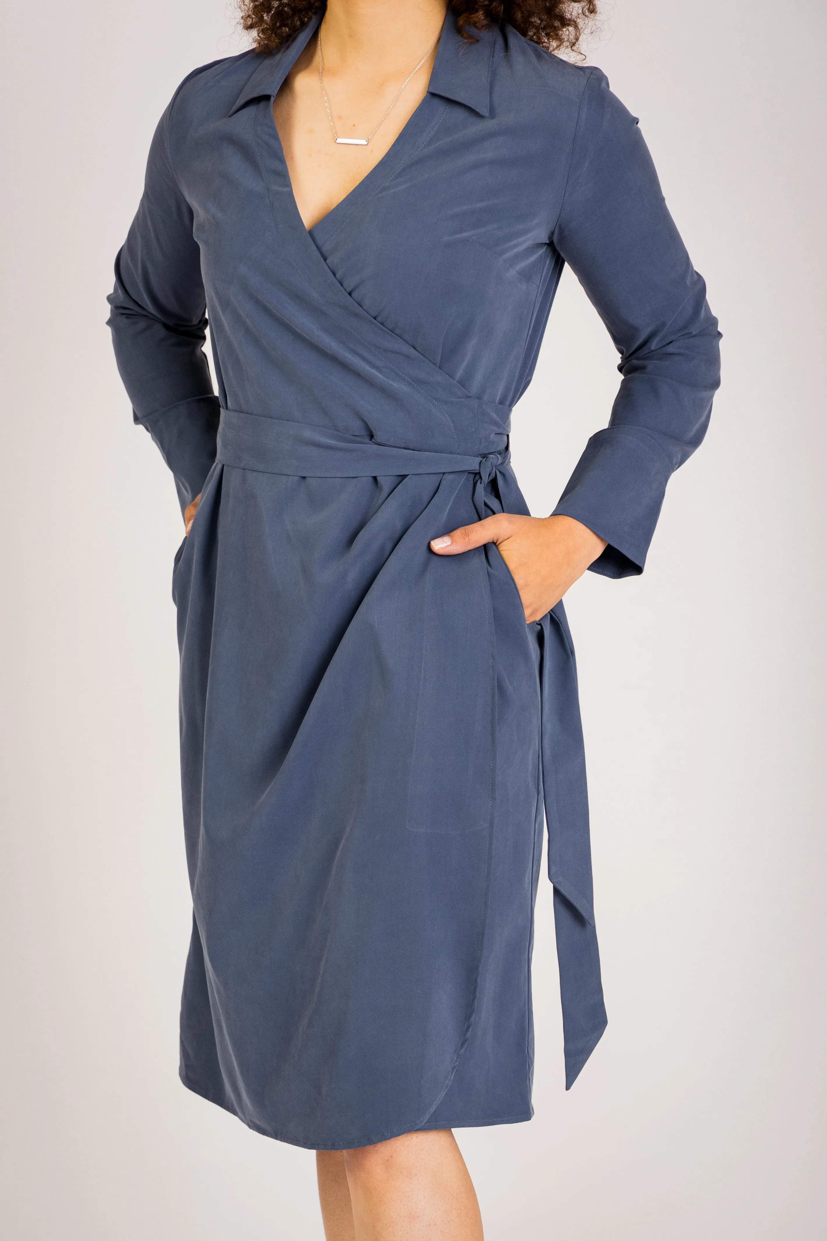 Trinity Midi Wrap Dress - Gentle Stretch Poplin