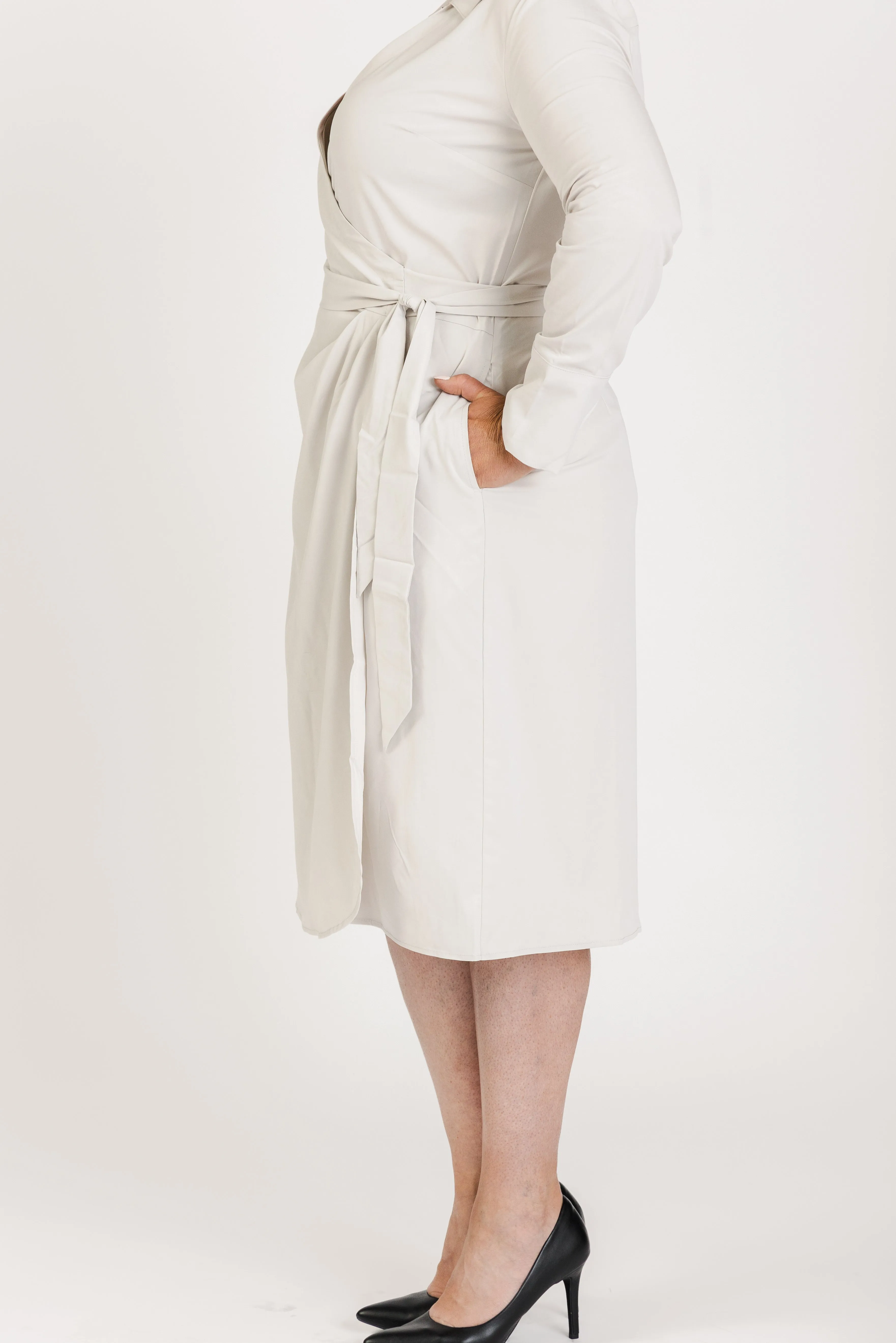 Trinity Midi Wrap Dress - Gentle Stretch Poplin