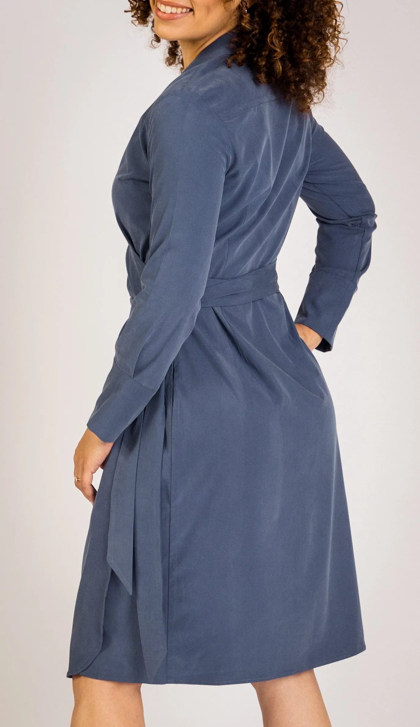 Trinity Midi Wrap Dress - Gentle Stretch Poplin