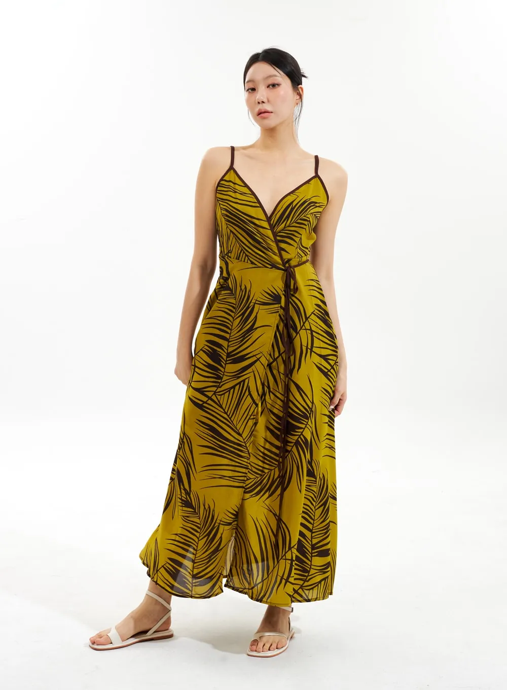 V-Neck Wrapped Maxi Dress IU308