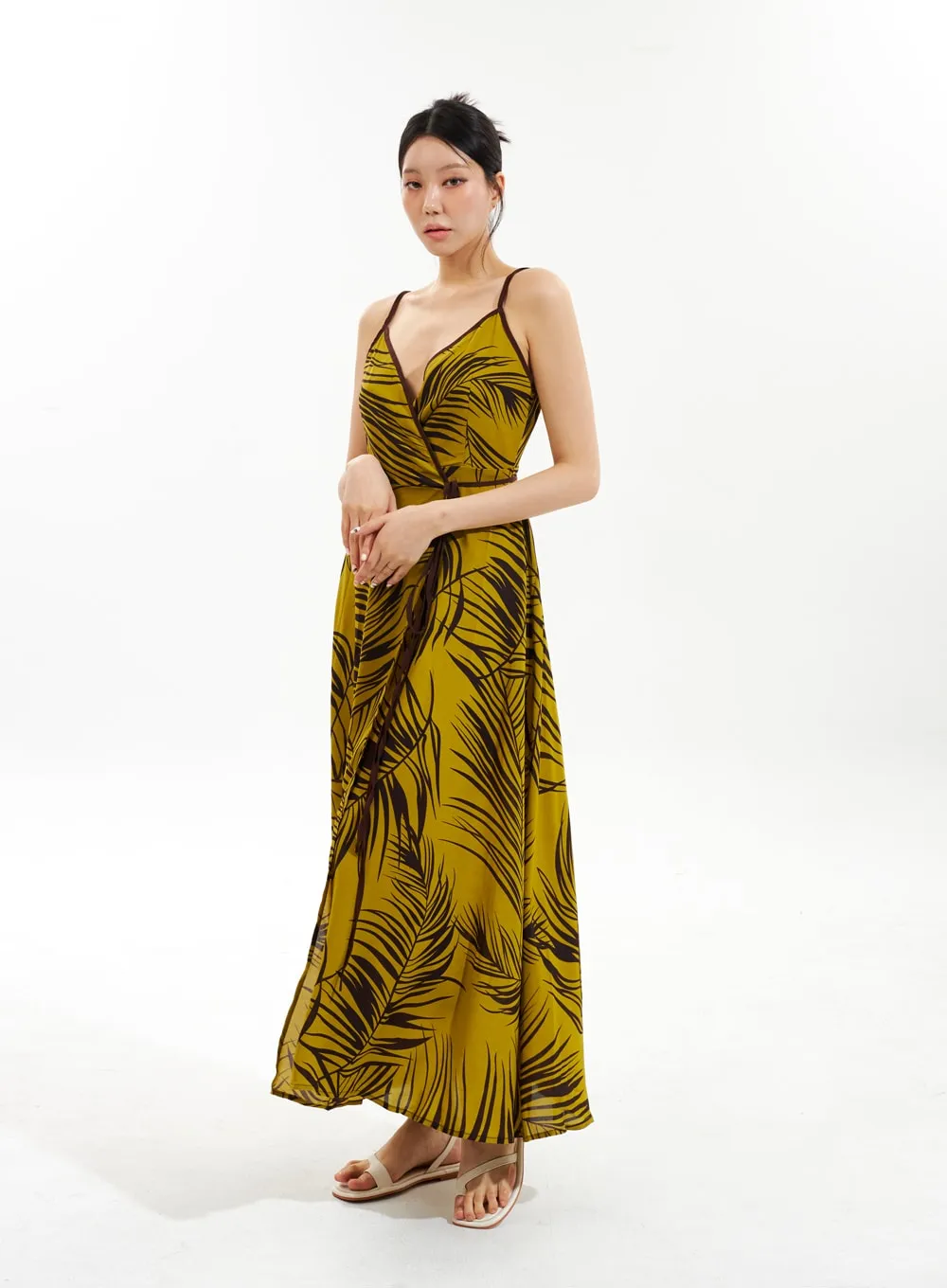 V-Neck Wrapped Maxi Dress IU308