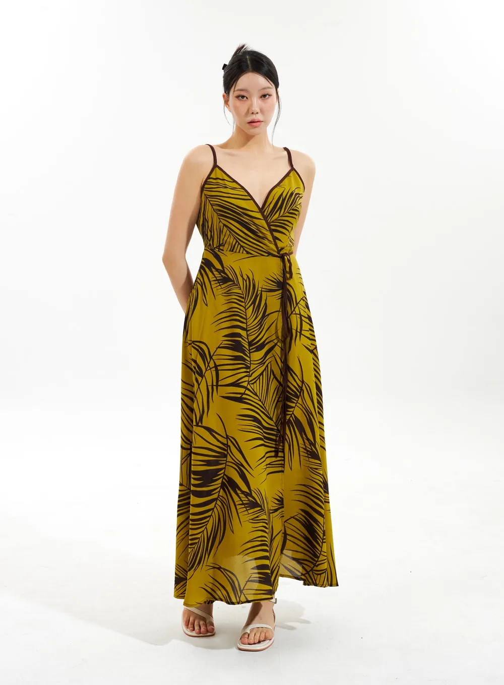 V-Neck Wrapped Maxi Dress IU308