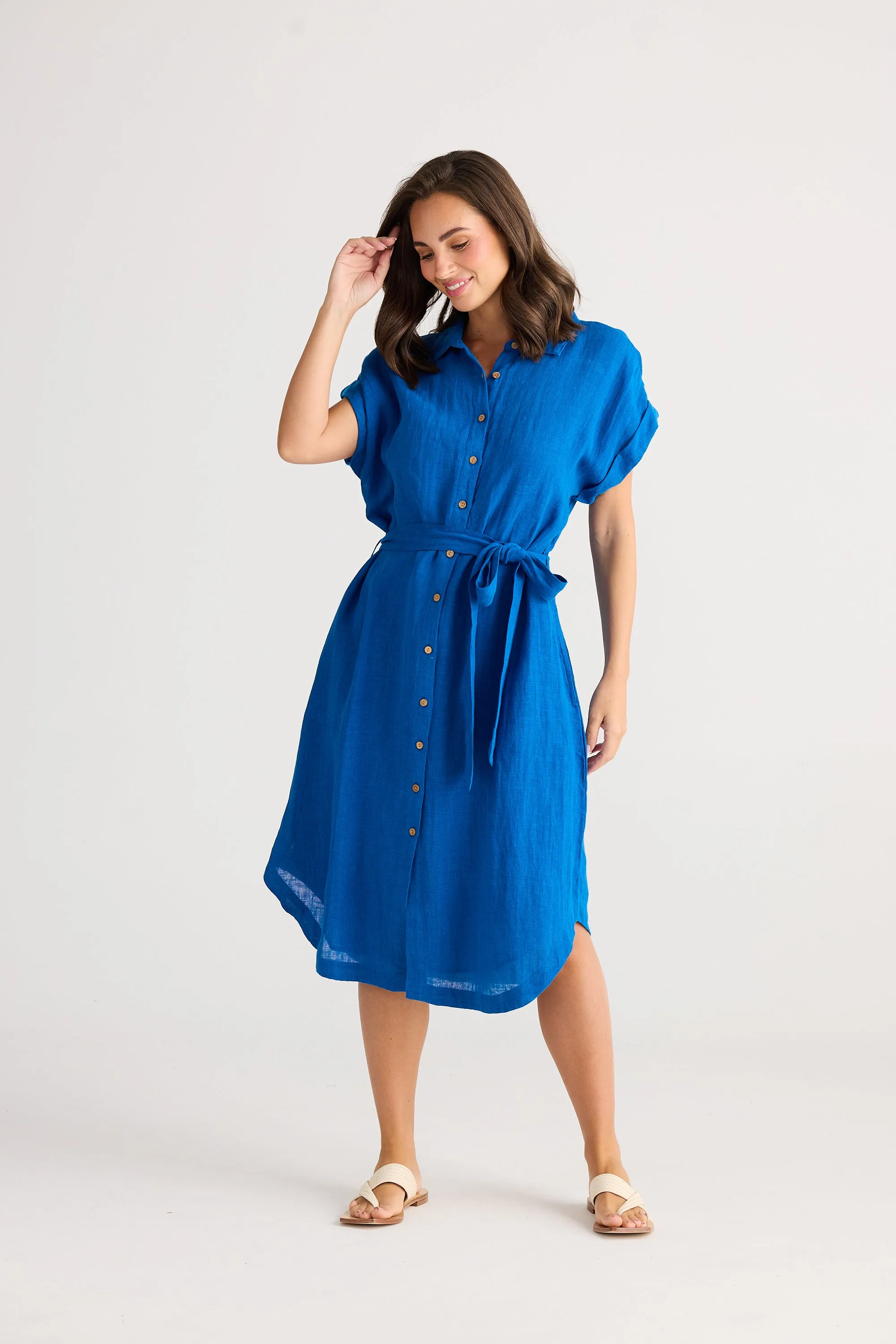 Vea Linen Dress - Sapphire