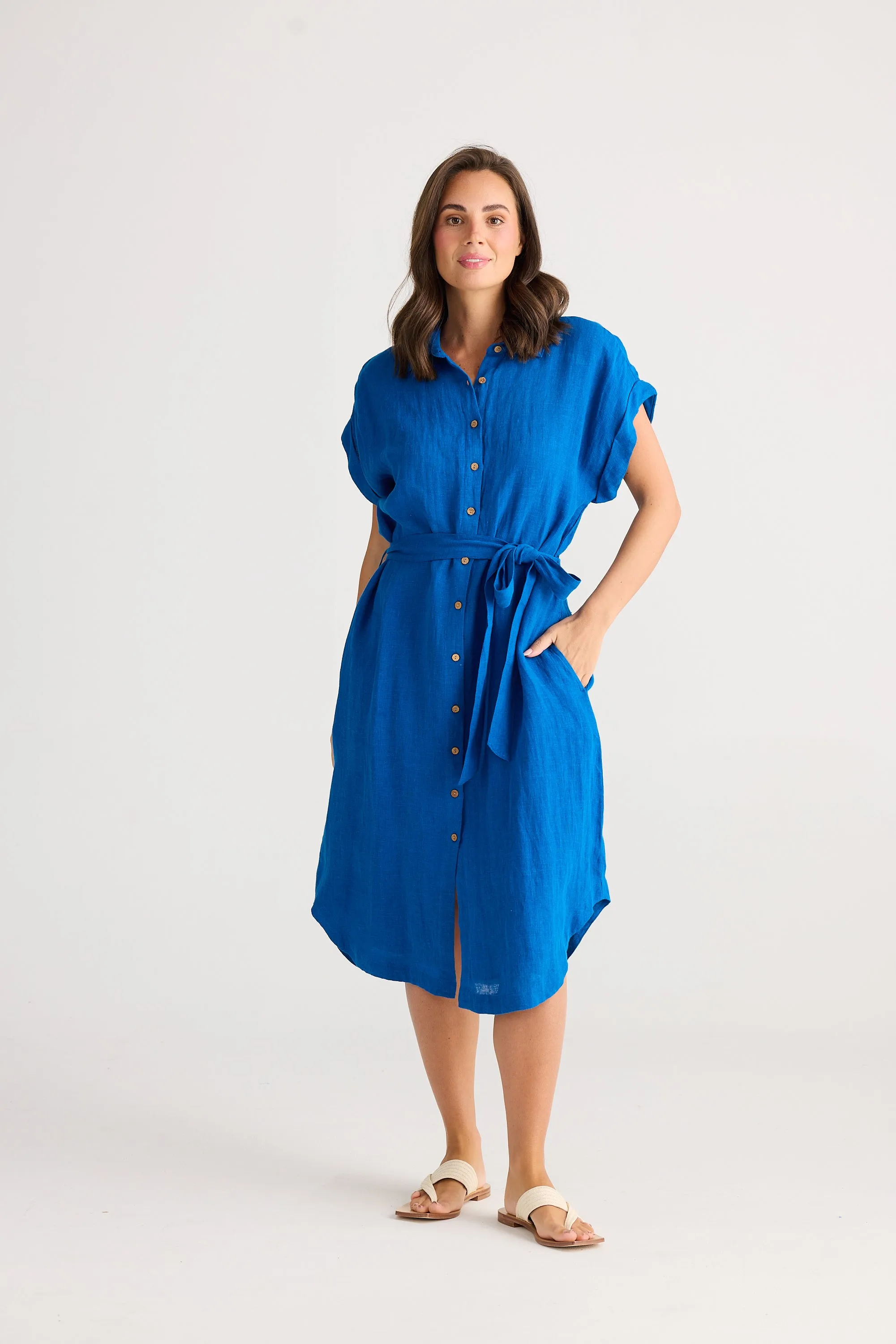 Vea Linen Dress - Sapphire