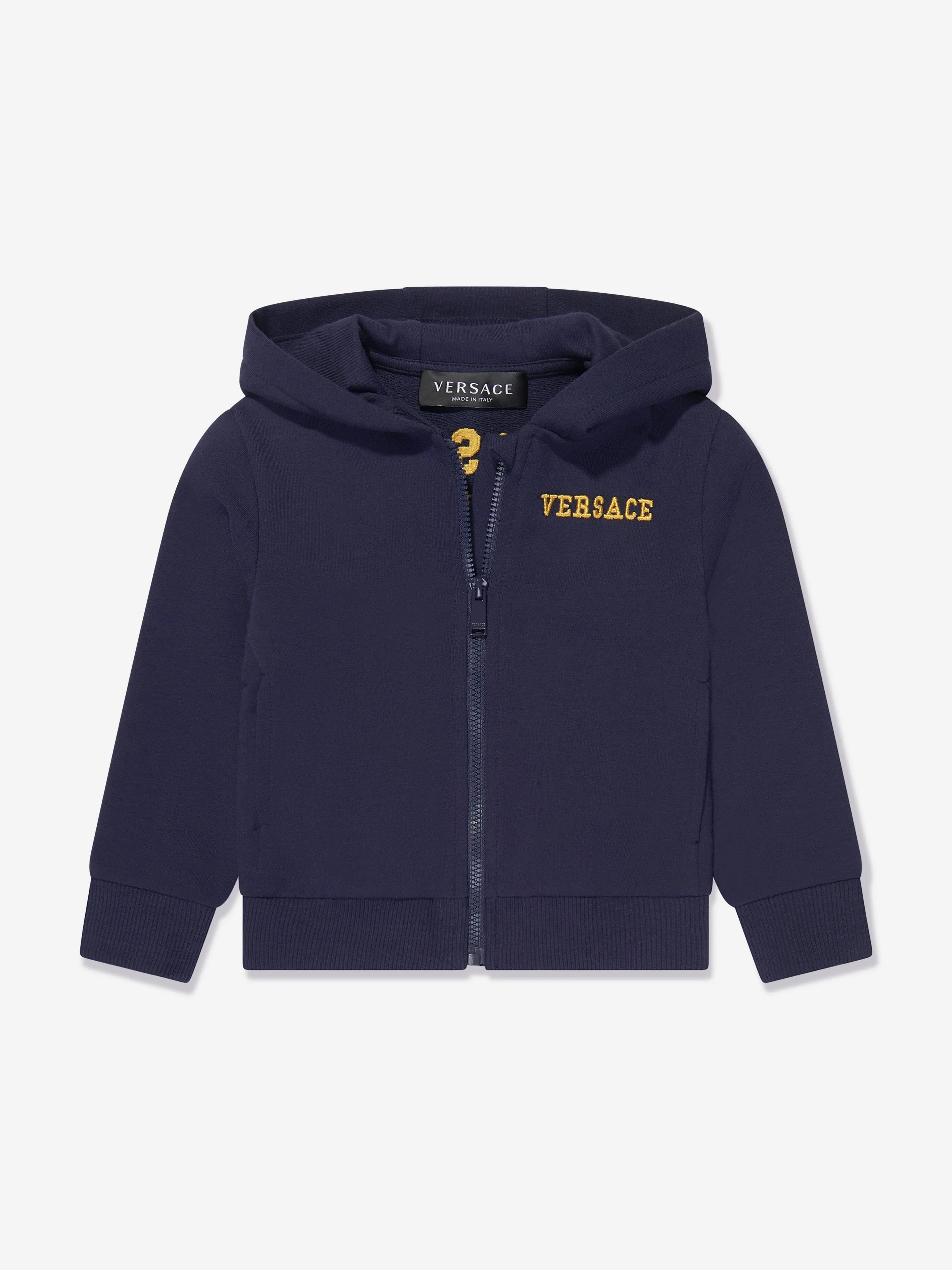 Versace Baby Boys Logo Zip Up Top in Navy