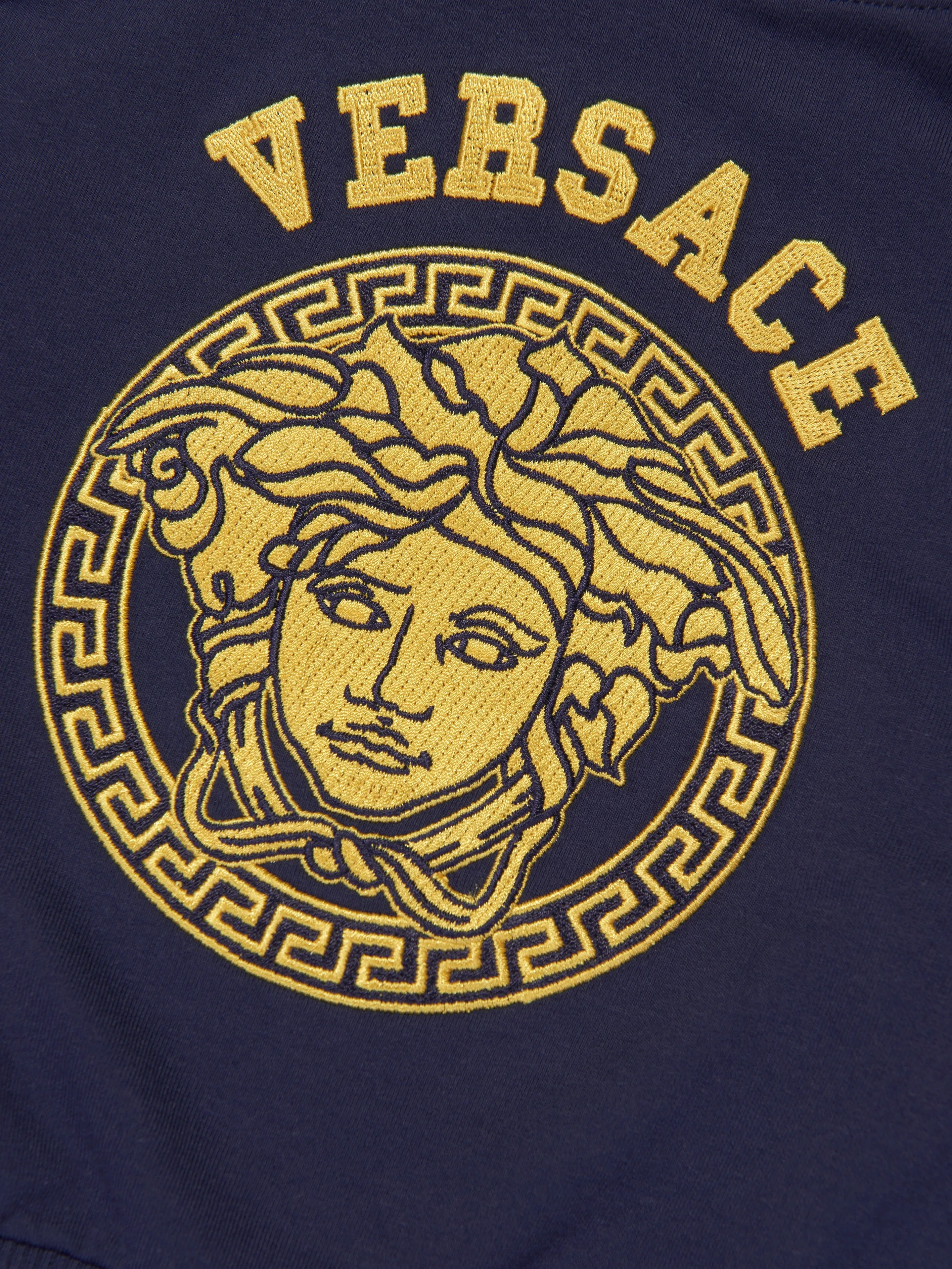 Versace Baby Boys Logo Zip Up Top in Navy