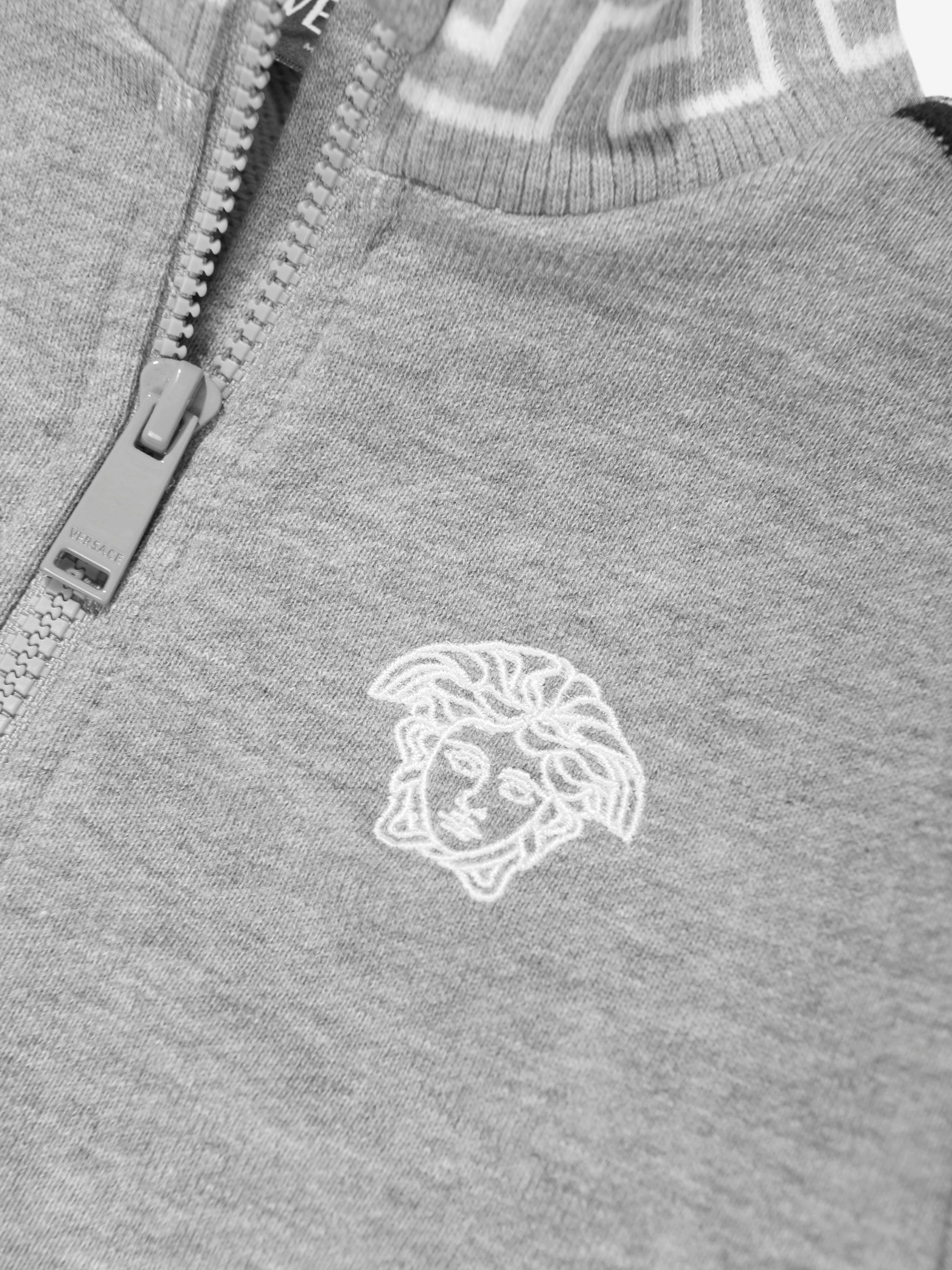 Versace Baby Boys Medusa Zip Up Top in Grey