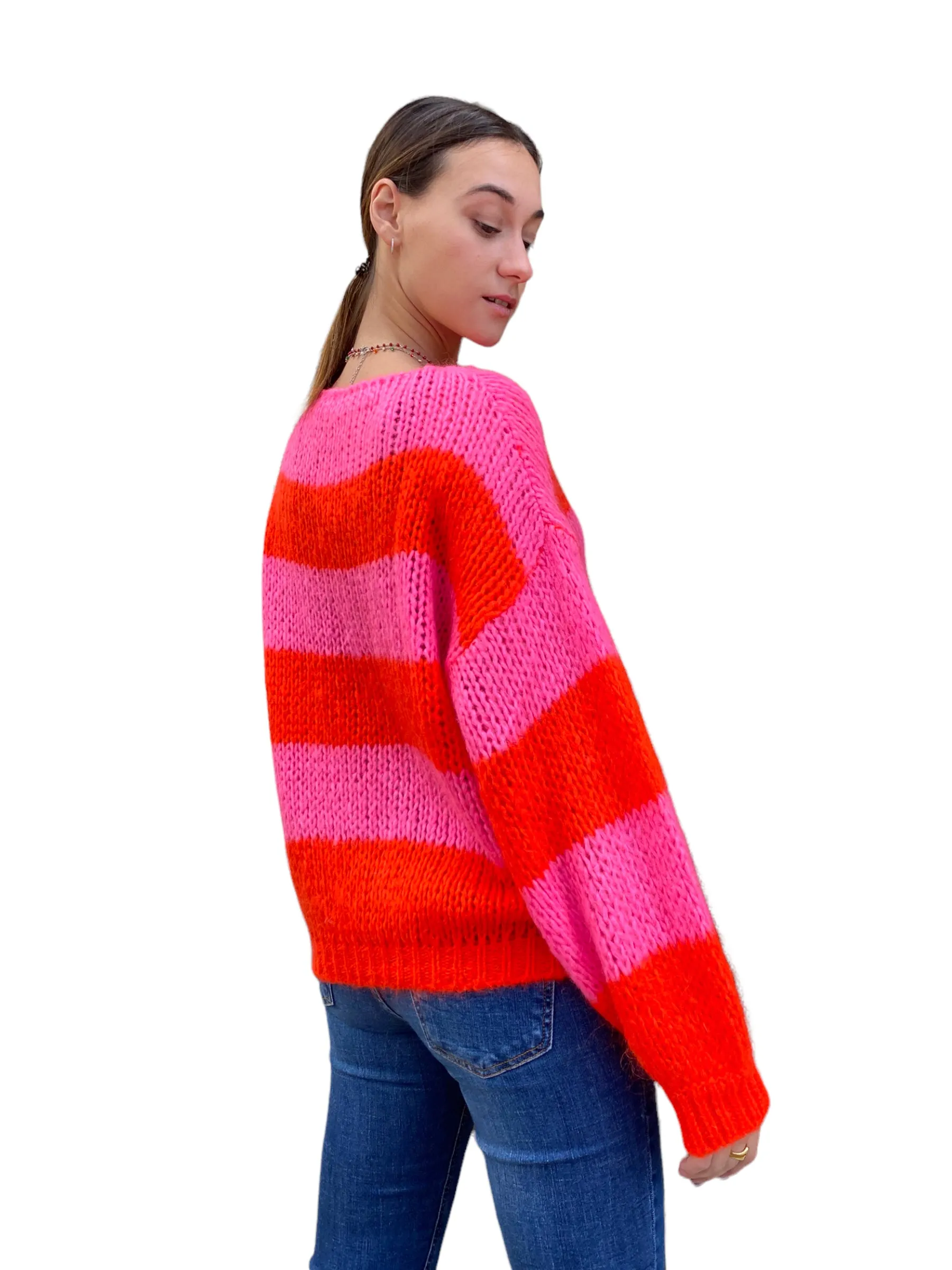 Vicolo coral/ fuchsia pullover