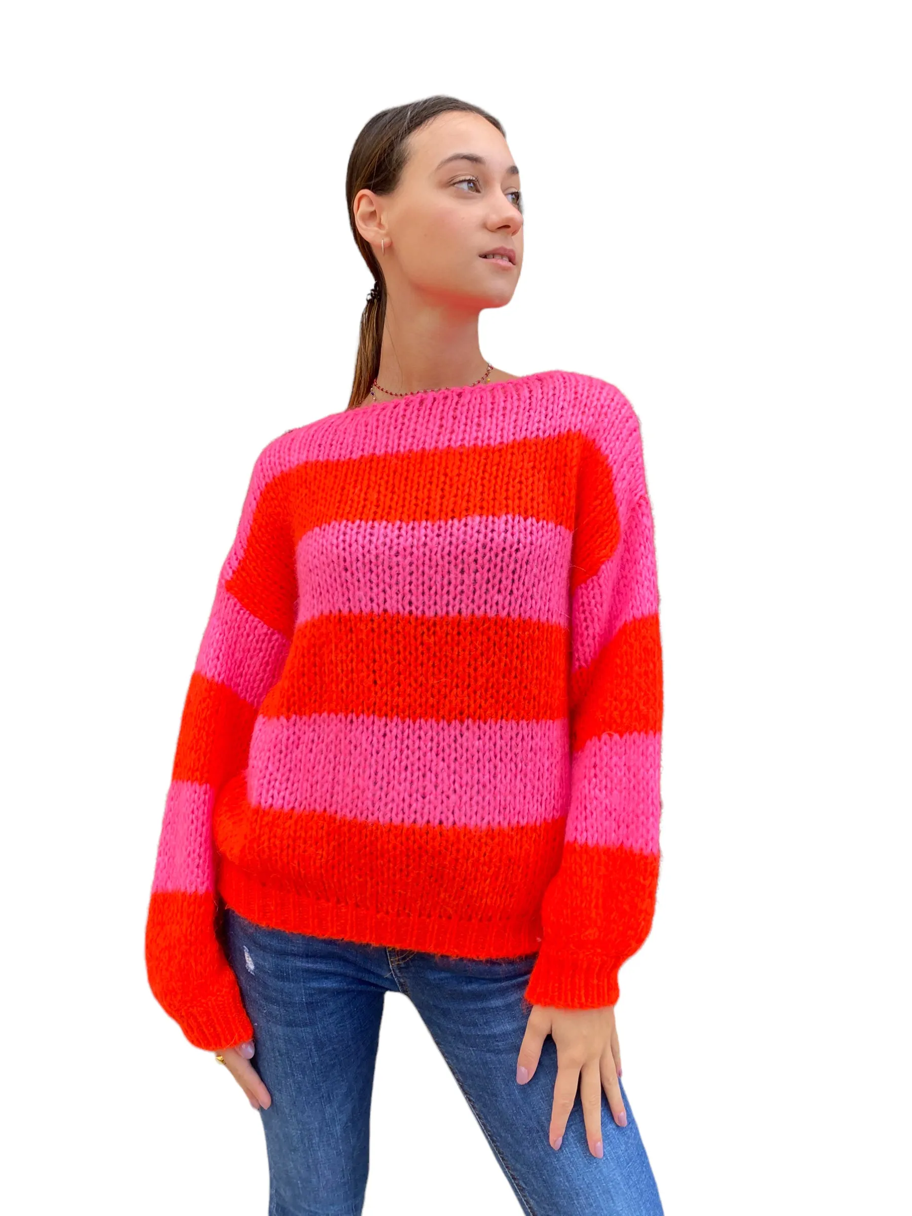 Vicolo coral/ fuchsia pullover