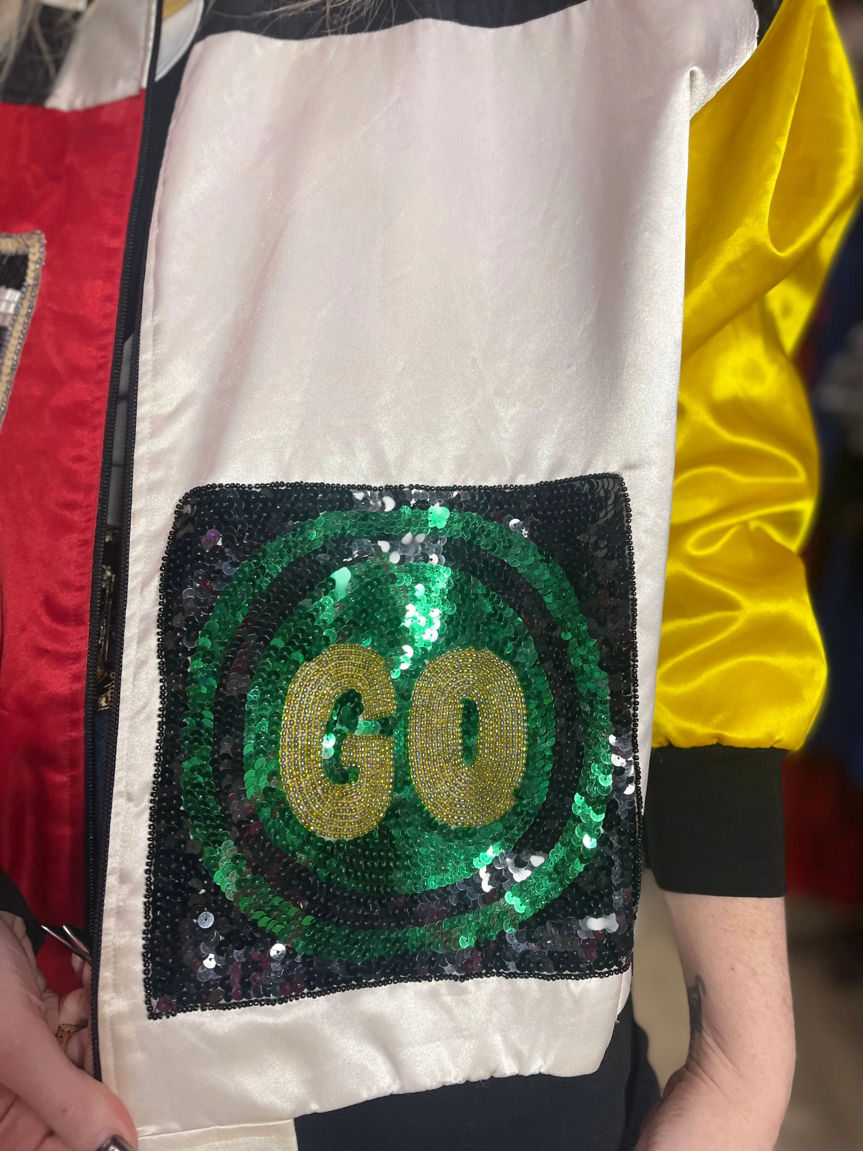 Vintage 90s Race Car Sequin Bomber Jacket