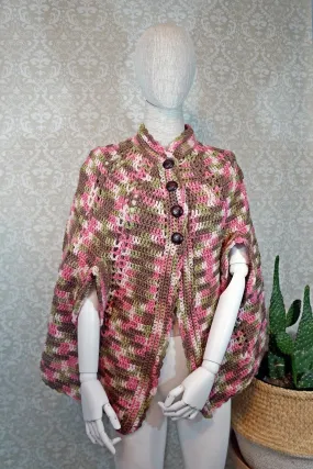 Vintage Marled Handknit Sweater Cape