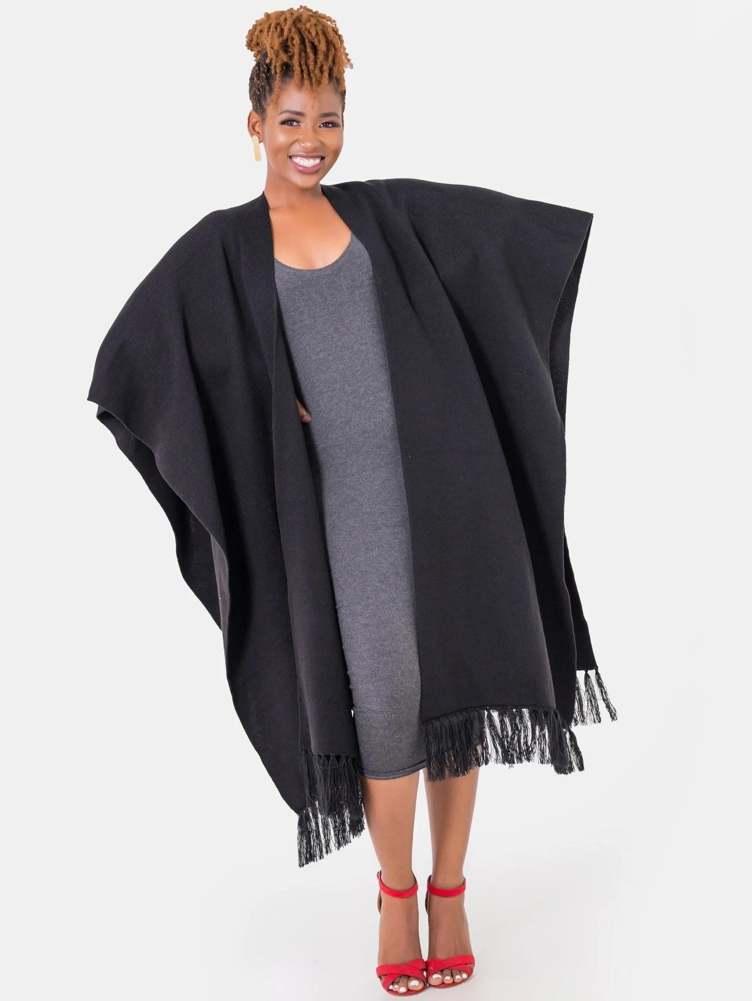 Vivo Essentials Double Layered Shawl - Black