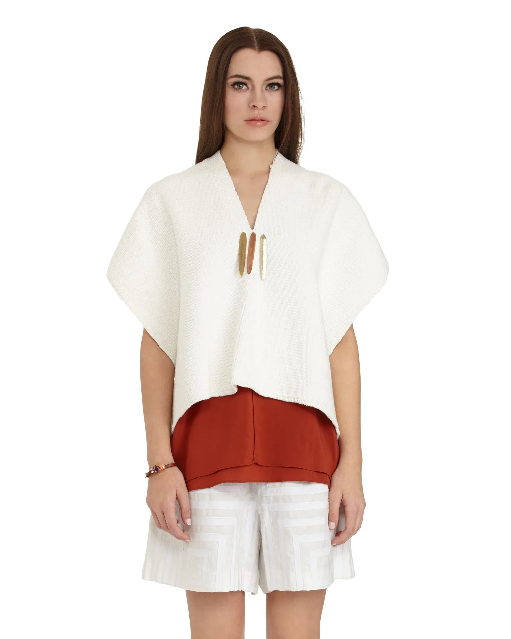 VOZ | Flamme Poncho in Ivory