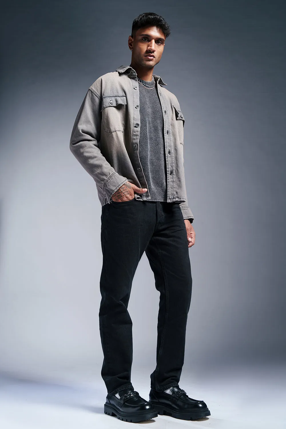 Warm Grey Men's Denim Jacket