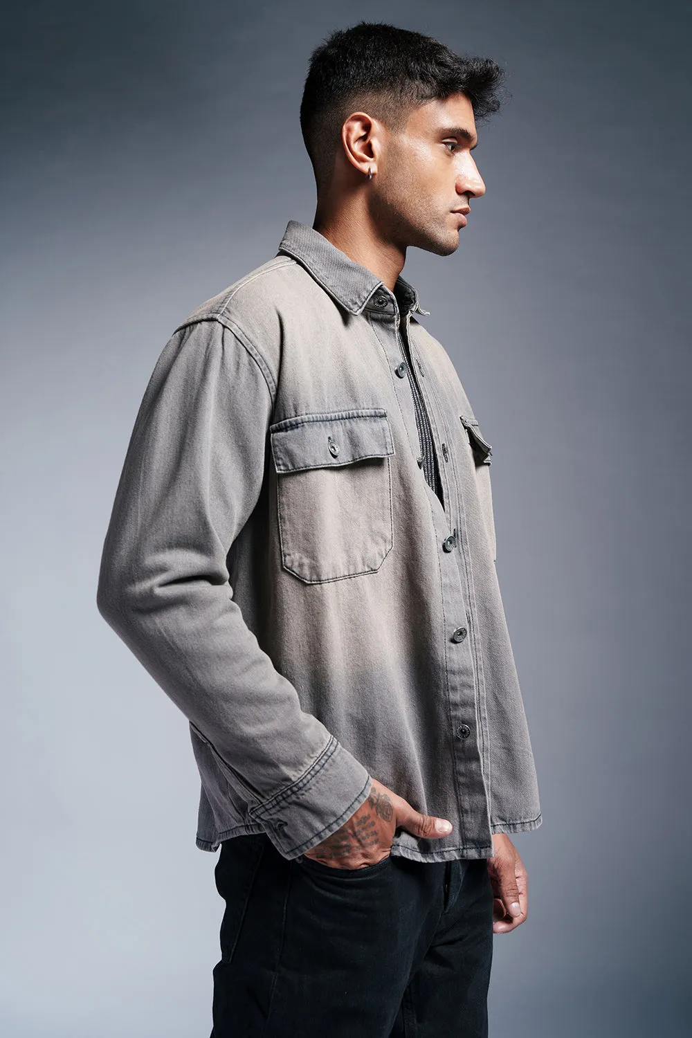 Warm Grey Men's Denim Jacket