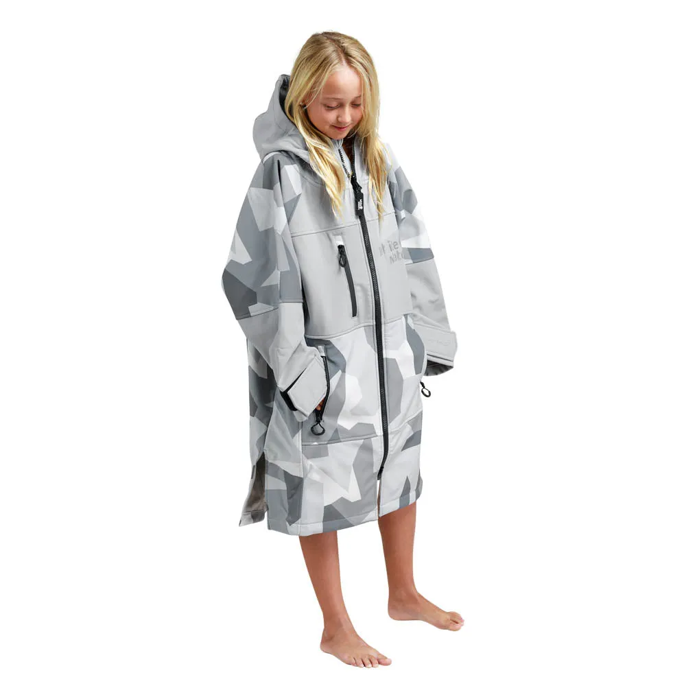 White Water Kids Soft Shell Childrens Drying / Changing Robe - Arctic Camo/Grey Lining