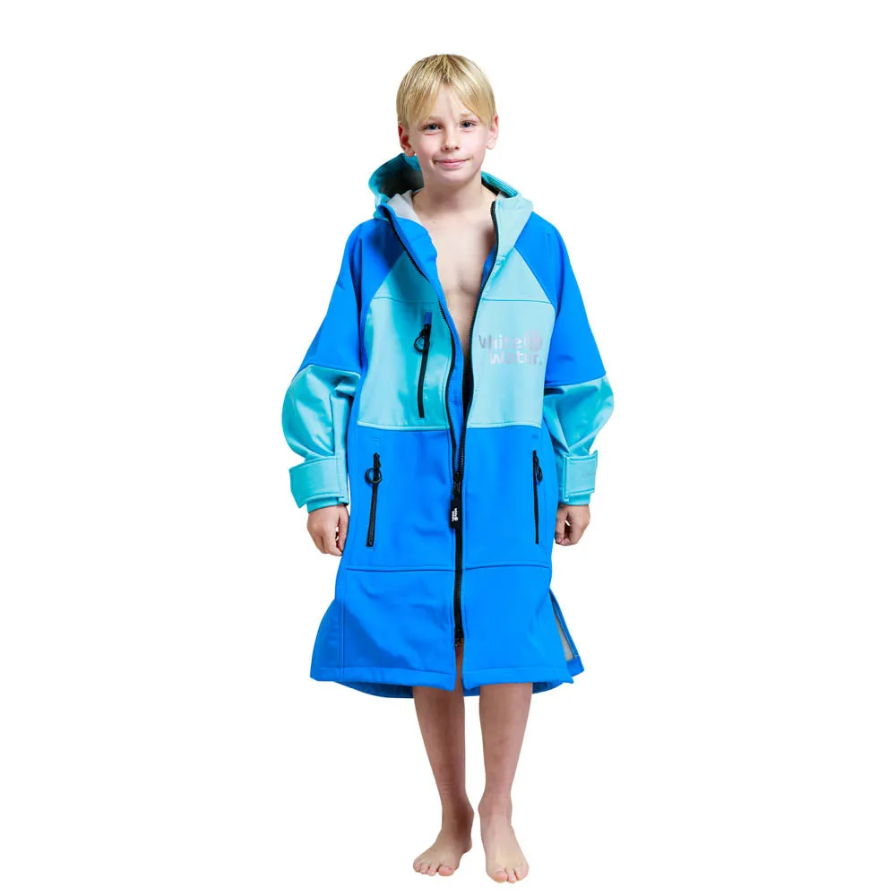 White Water Kids Soft Shell Childrens Drying / Changing Robe - Cobalt/Grey Lining