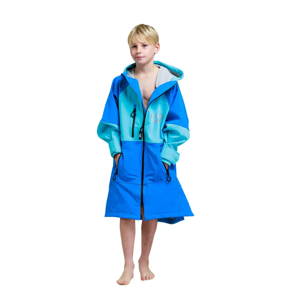 White Water Kids Soft Shell Childrens Drying / Changing Robe - Cobalt/Grey Lining