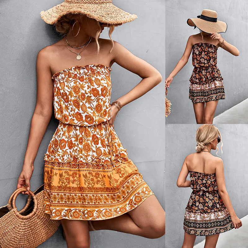 Women's Bohemian Floral Summer Beach Dress