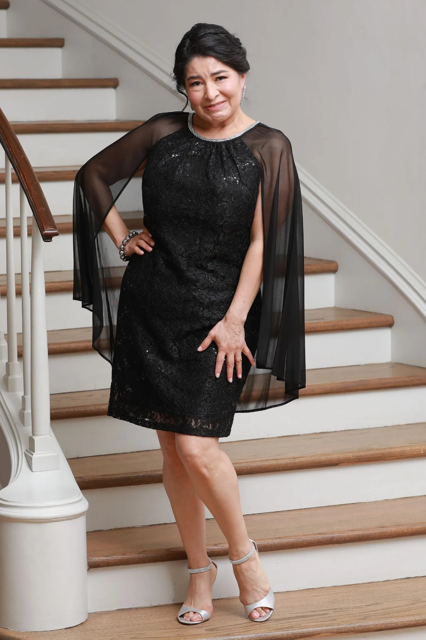 Women's Lace Cape Cocktail Dress