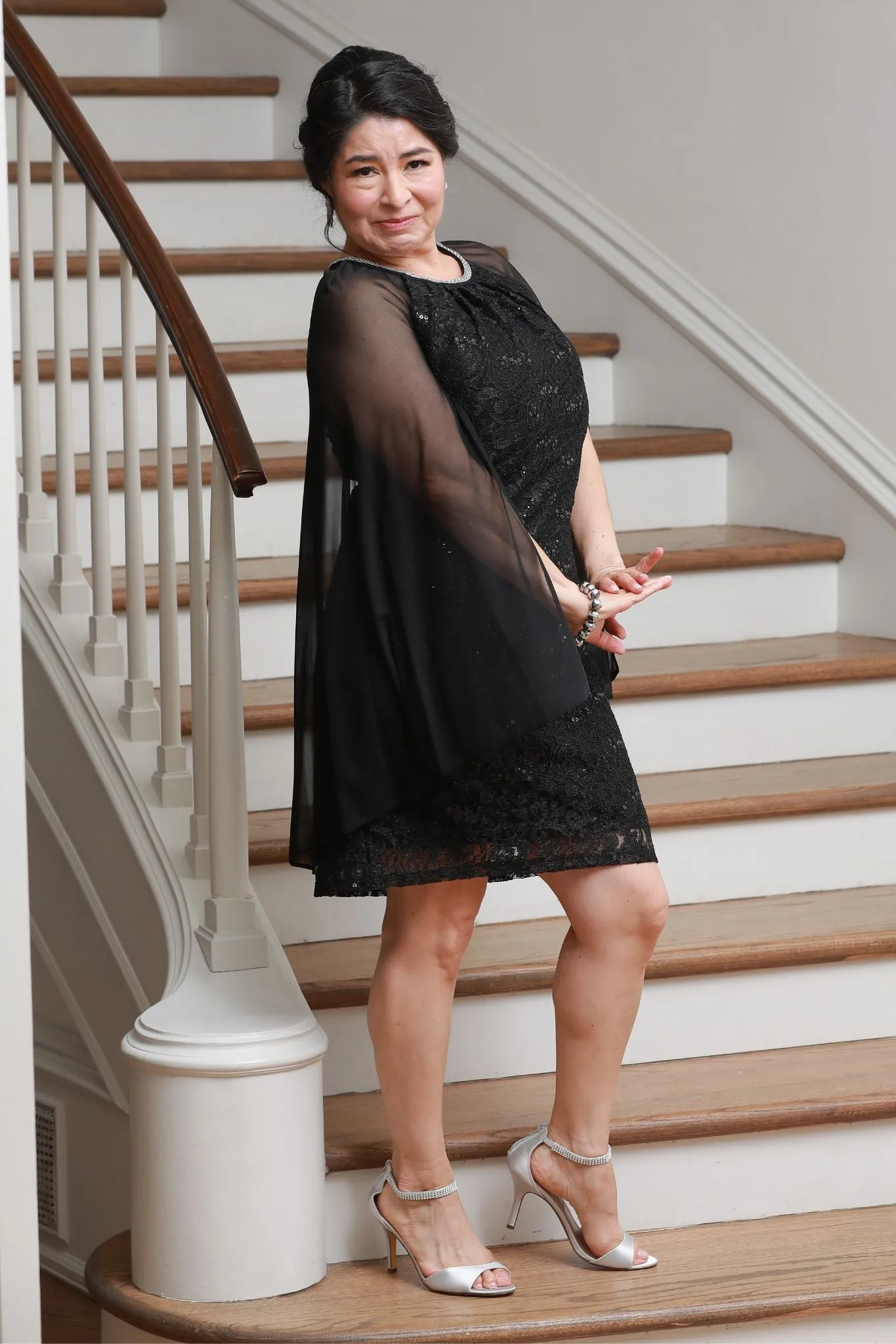 Women's Lace Cape Cocktail Dress