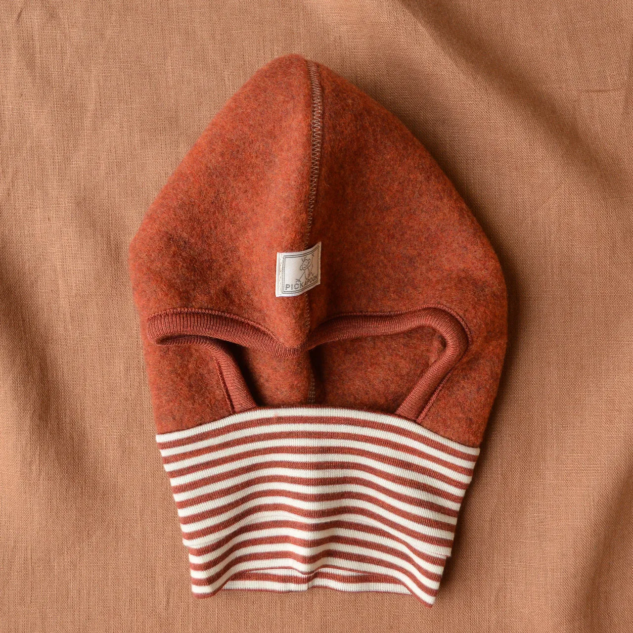 Wool Fleece Balaclava with Stripy Neck Warmer (3m-6y )