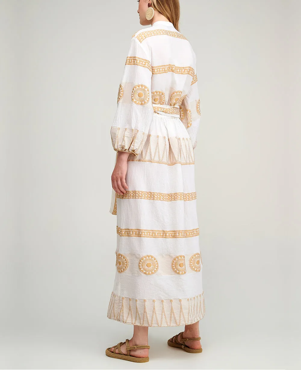 WRAP DRESS "LINDOS" WHITE/GOLD