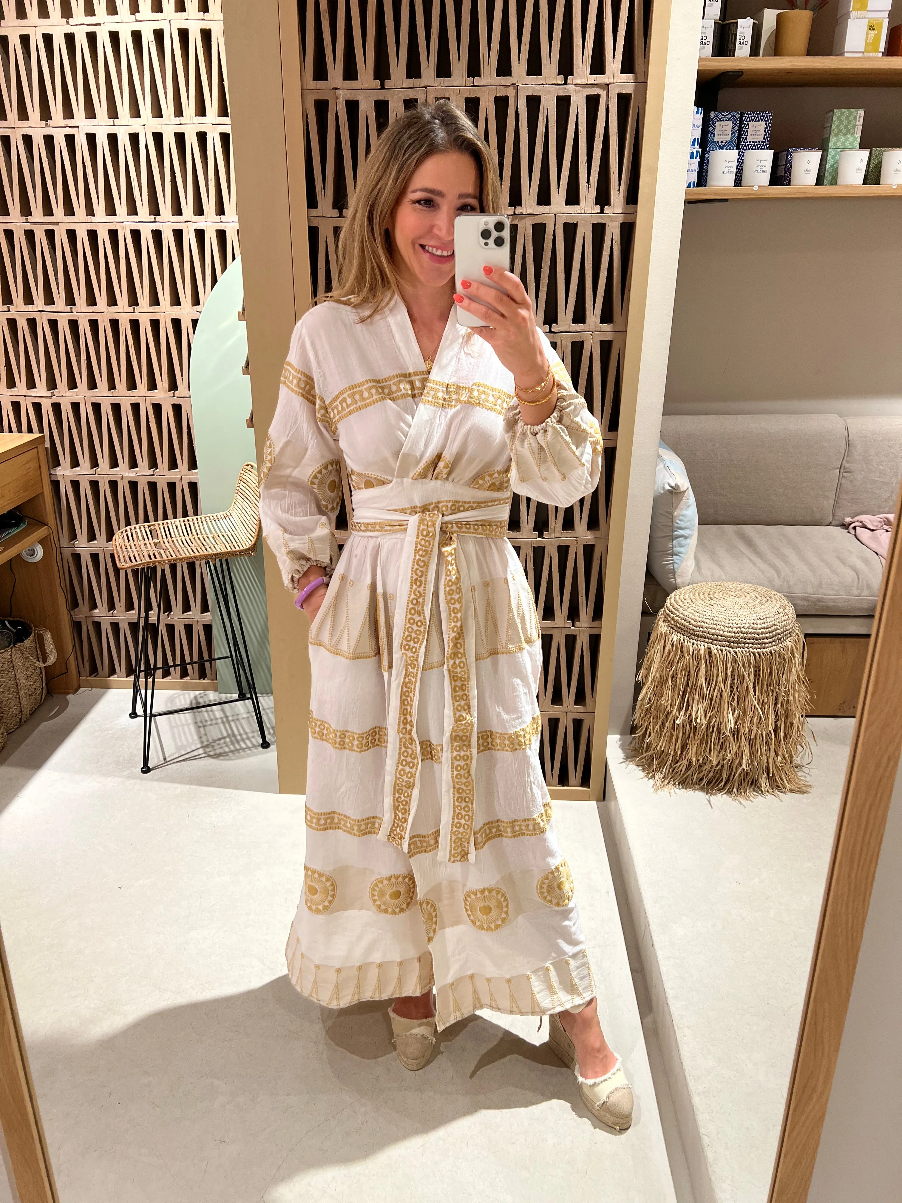 WRAP DRESS "LINDOS" WHITE/GOLD