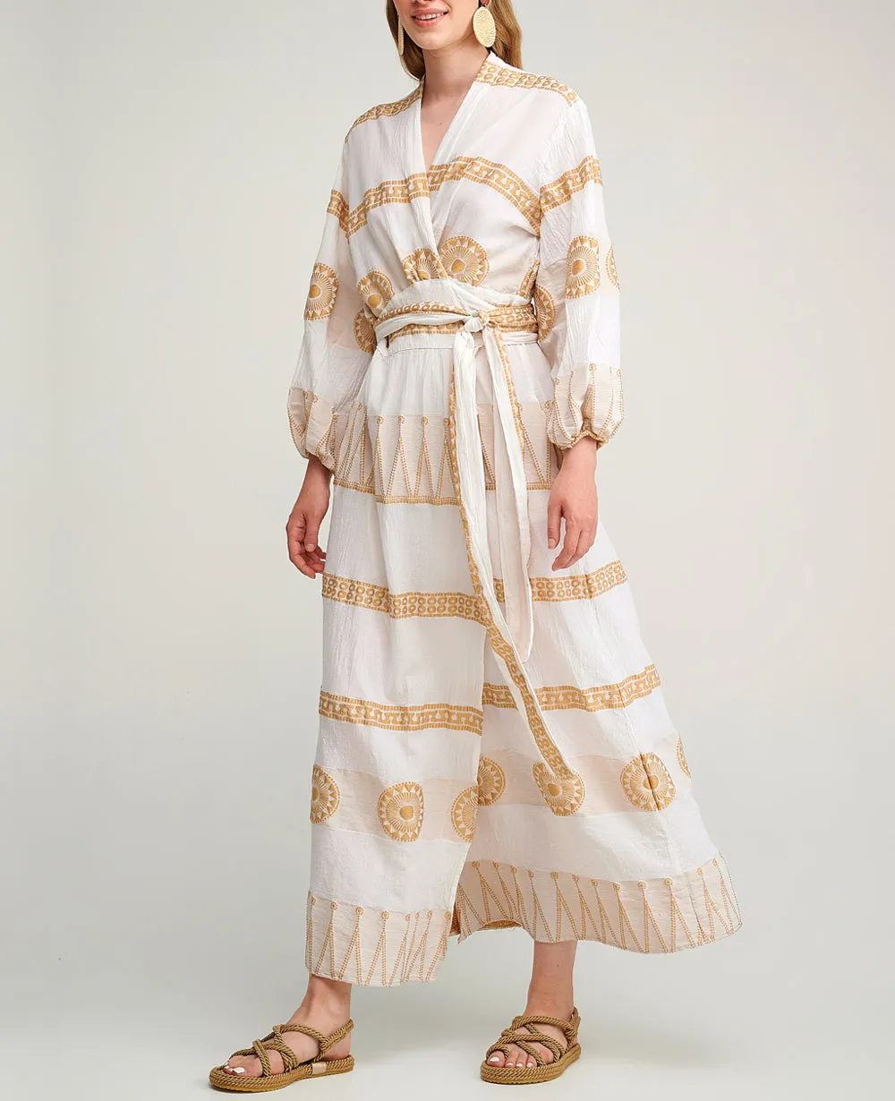 WRAP DRESS "LINDOS" WHITE/GOLD