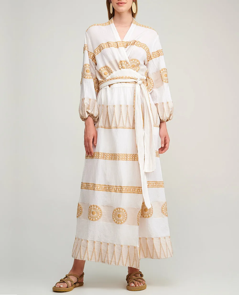 WRAP DRESS "LINDOS" WHITE/GOLD